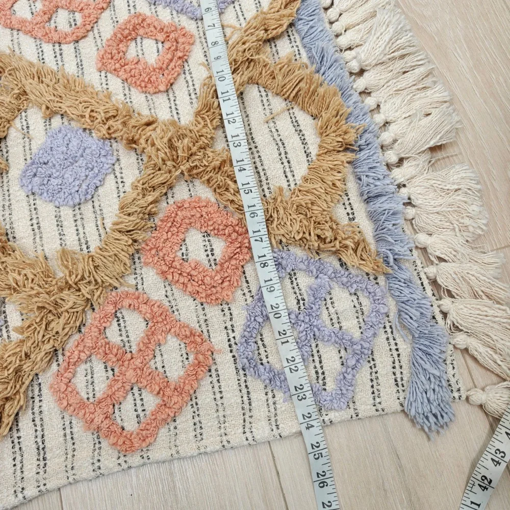 Urban Outfitters Tapestry Cream Multi Tufted Geometric Tassel Boho Aesthetic